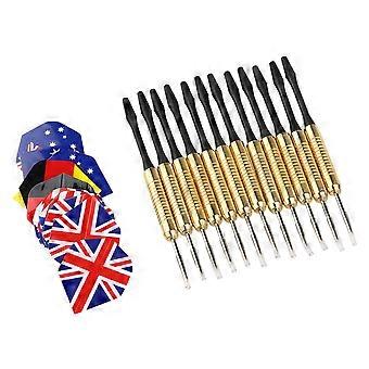 National Flag Flight Steel Tip Darts for Game Playing 12Pcs Set