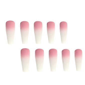 1 Set French Tip Press on Nails Gradient Pink Matte Manicure Kit Type 1#gg