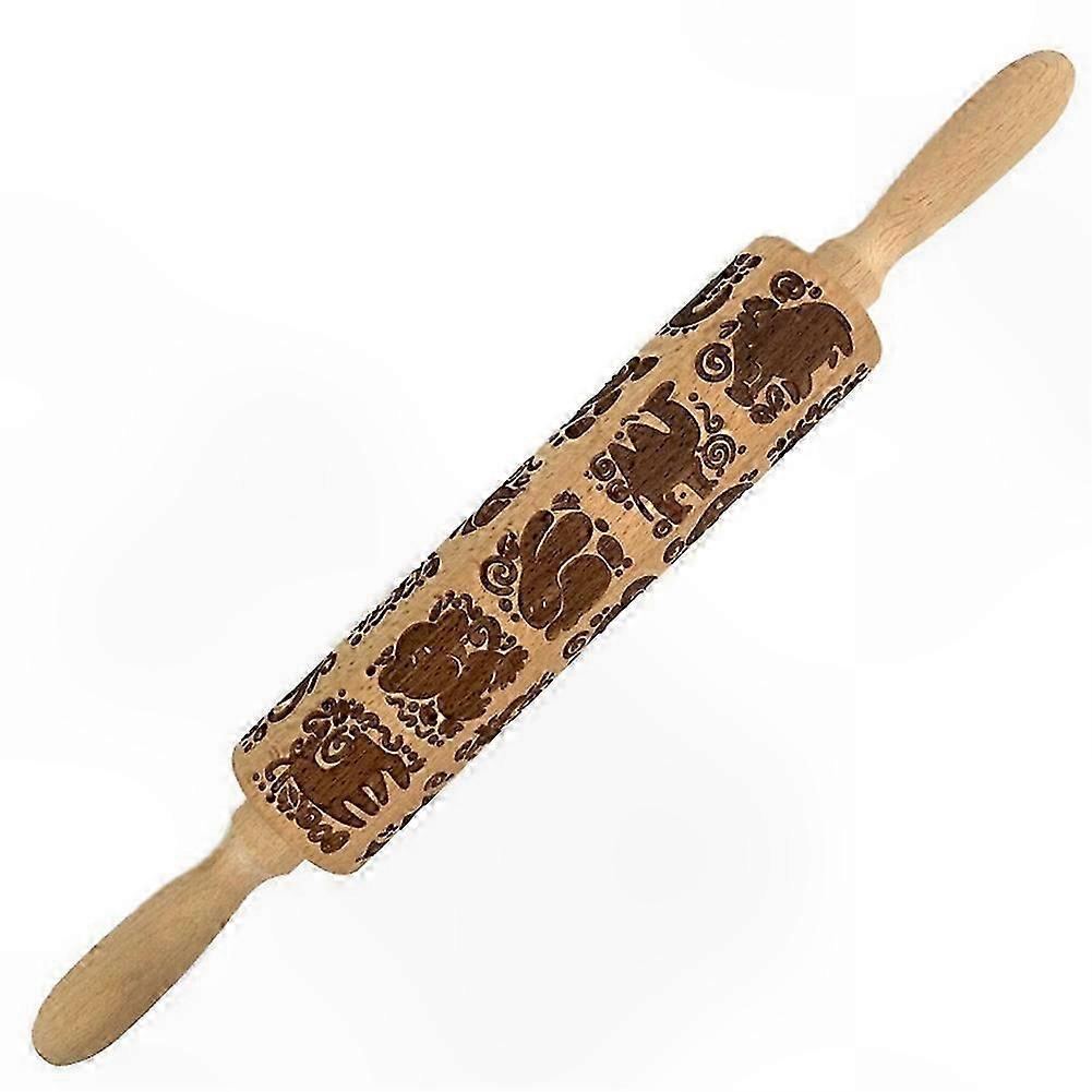 Large Wood Embossed Rolling Pin