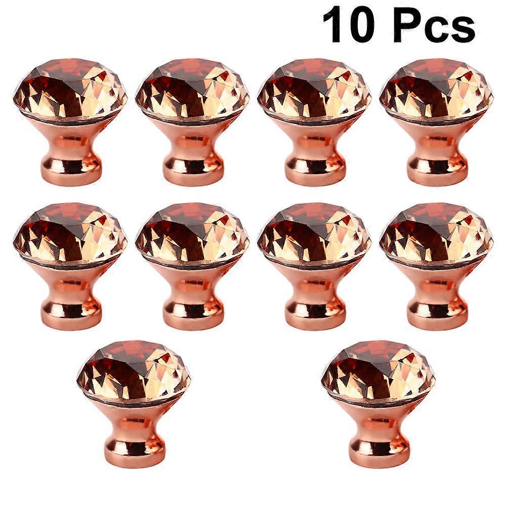 10Pcs Water Pull Crystal Glass Knobs Diamond Shape Design Rose Golden
