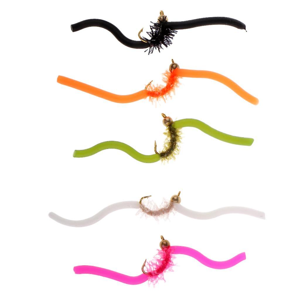 5 stk San Juan Squirmy Wormy Trout Worm Fly Sortiment Fiskefluer Pack 1