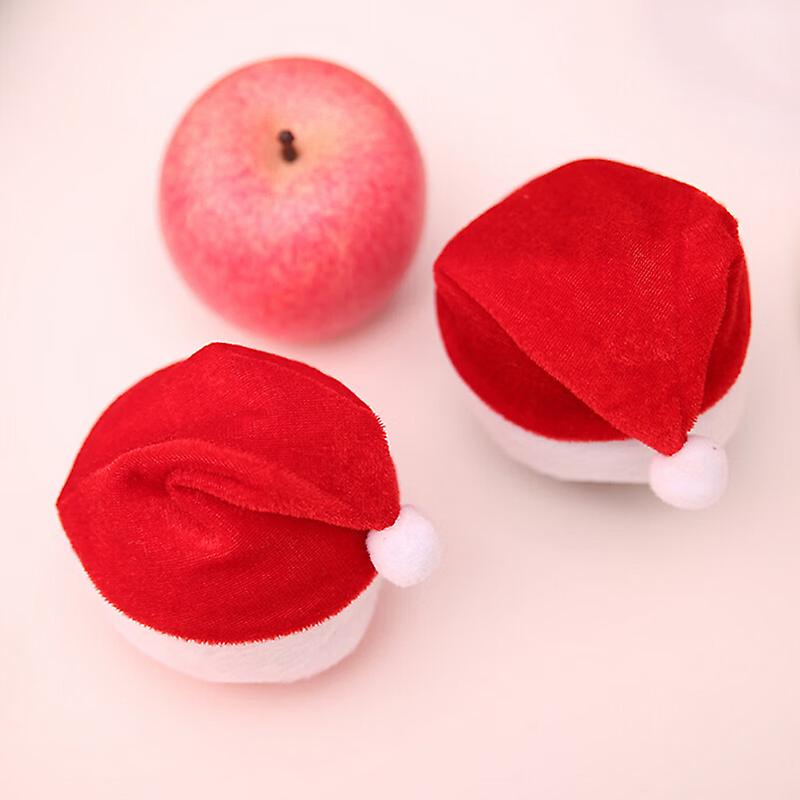 Mini Lint Santa Claus Hat Christmas Xmas Holiday Apple Top Topper Decor