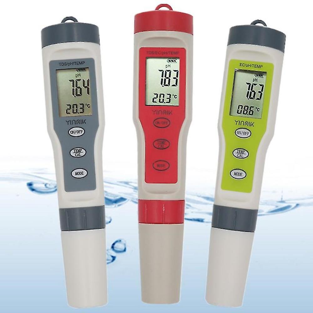 Digital Ph Meter Large Waterproof  Pen Water Quality Tester  4 In 1with Auto Calibration Function 0-14 Ph Range Tester Kit