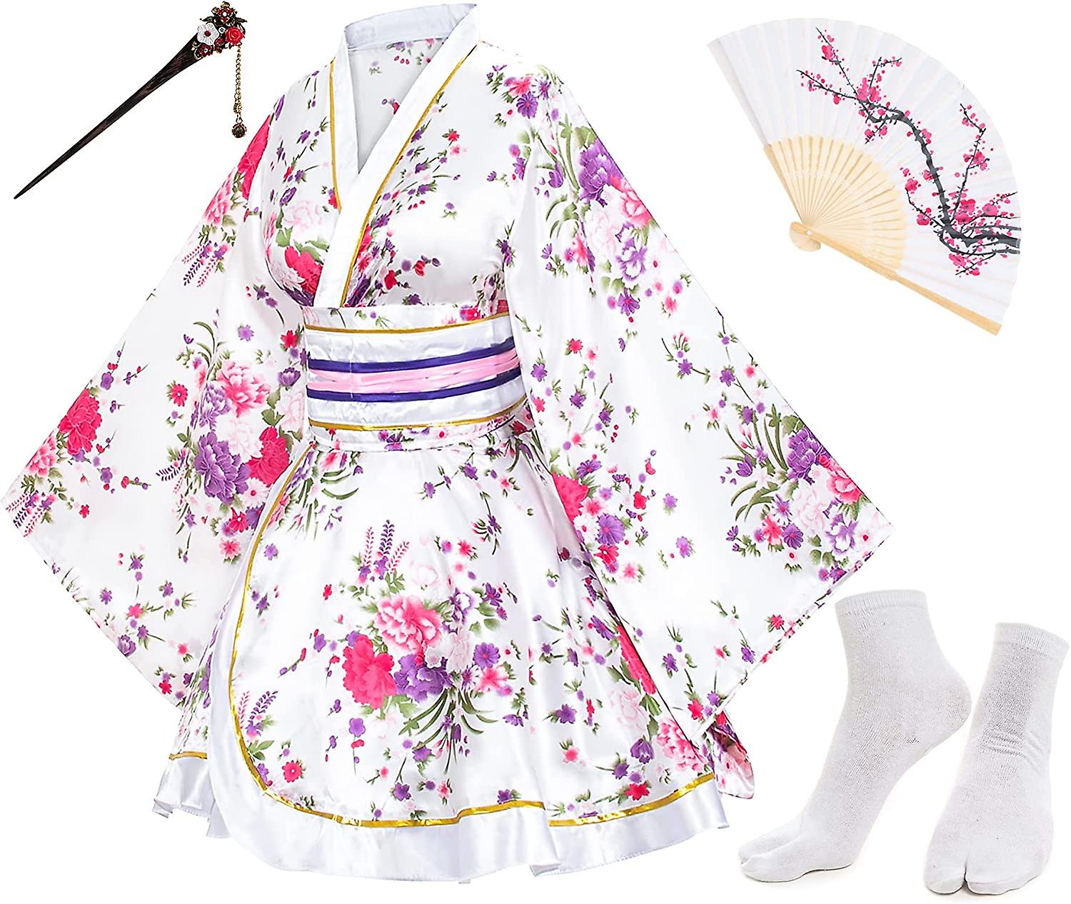 Japanese Anime Women's Dance Kimono Robe Fancy