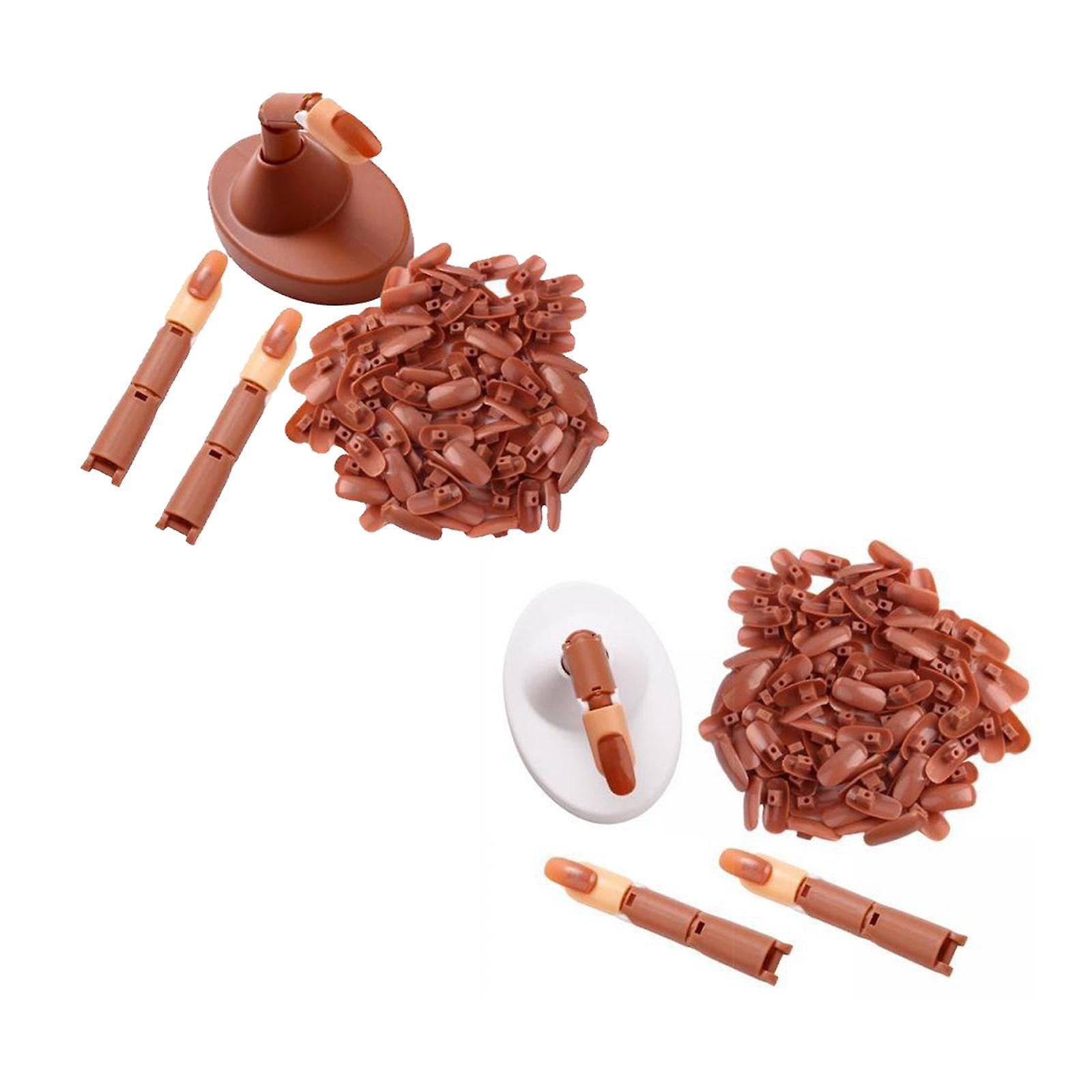 2 Set Adjustable Practice Hand for Nail Training Acrylic Nail Set with Base