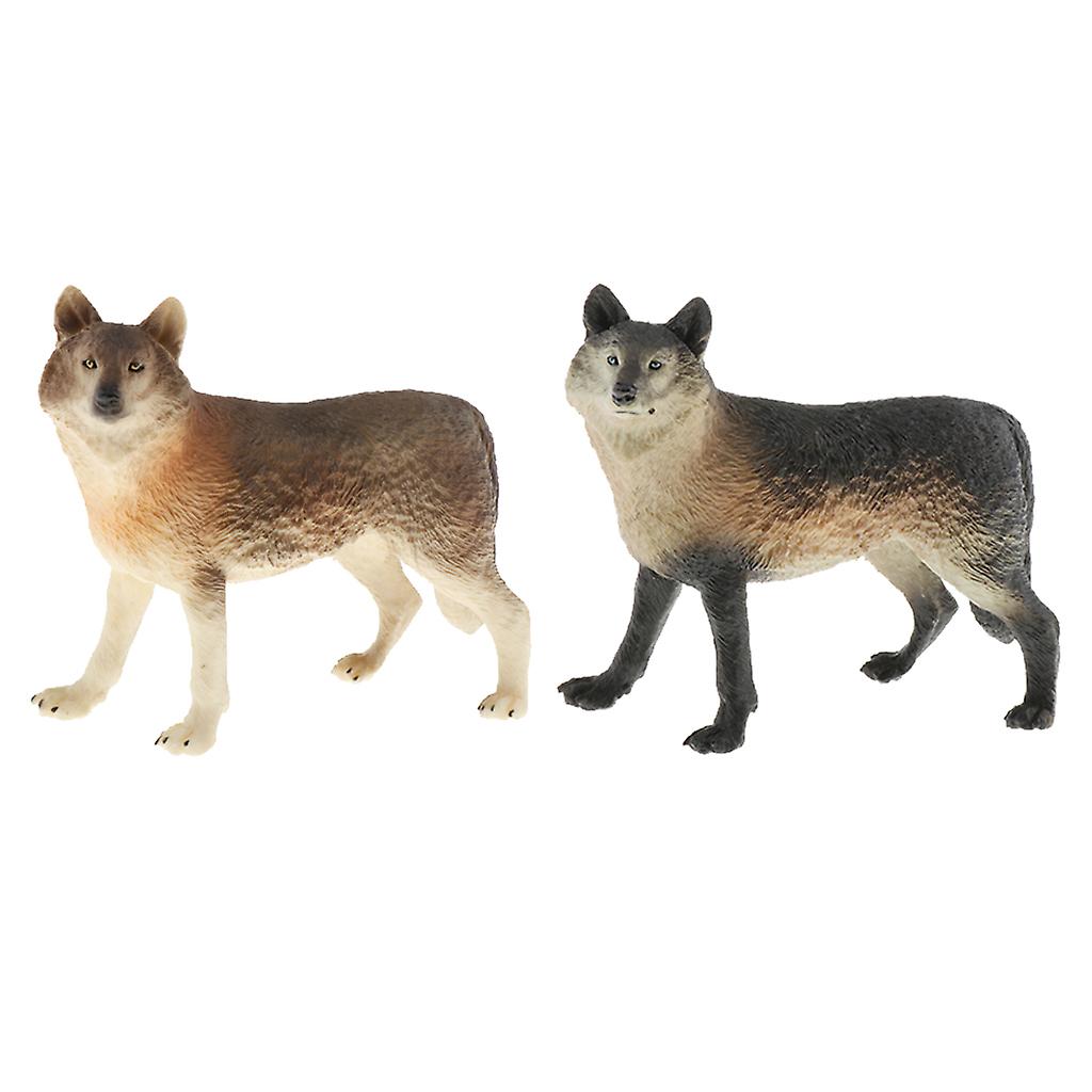 Simulation Animals Model Figure Kids Educational Toy Decor Wolf Figures 2x