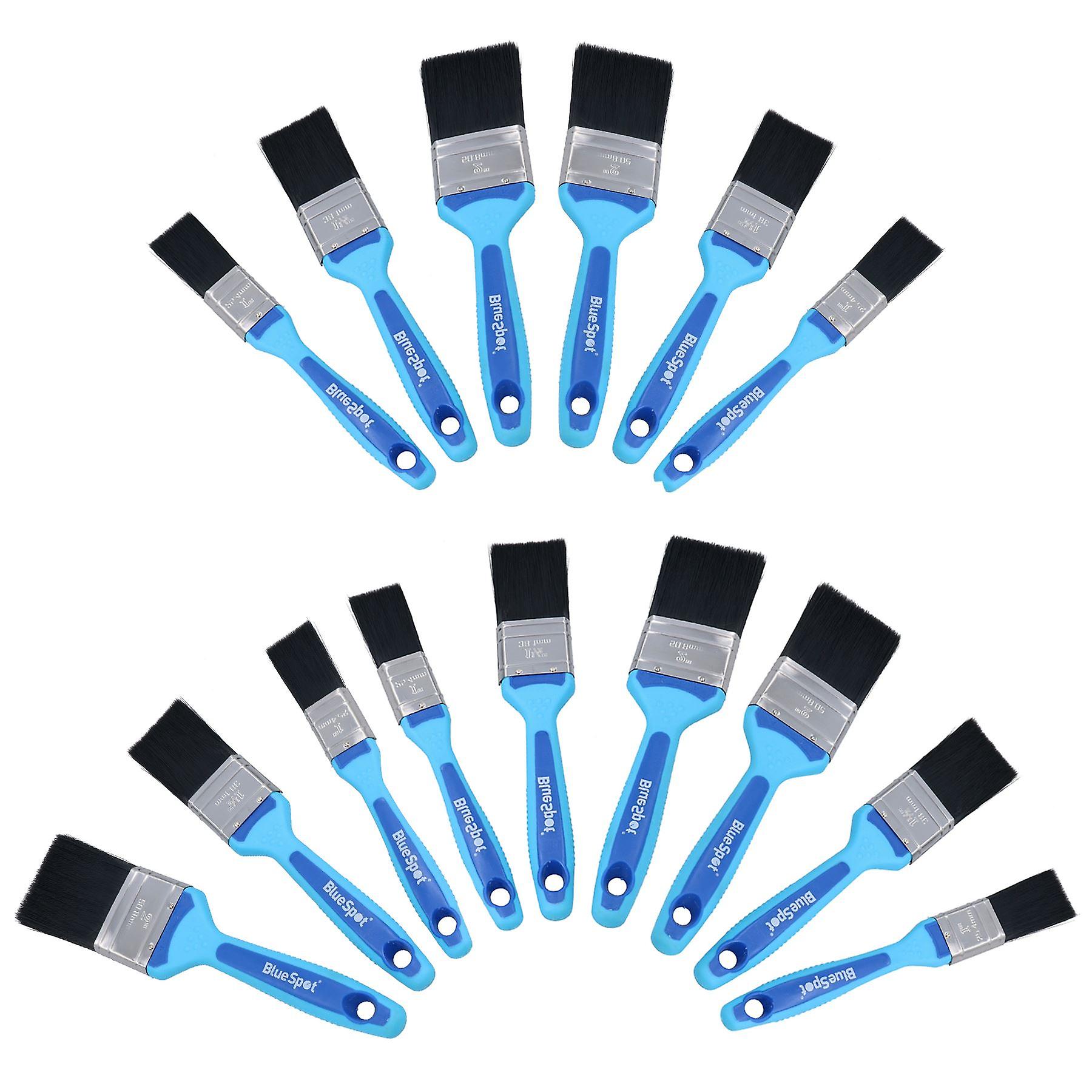 15 x Synthetic Paint Brush Painting + Decorating Brushes Rubber Grip Handle 1” – 2”