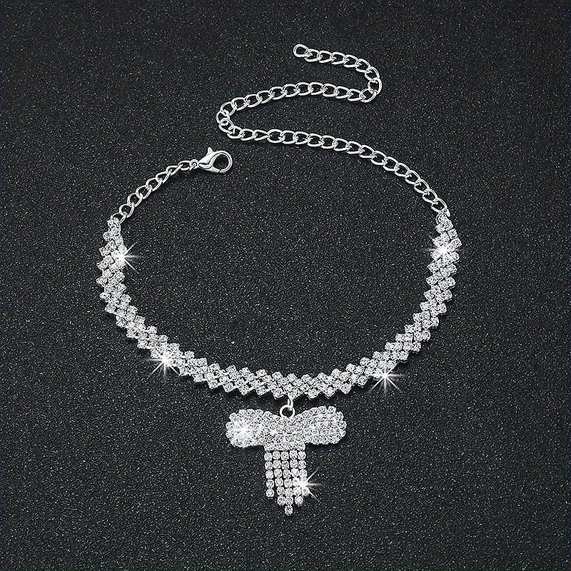 Gorgeous Heart-shaped Pendant Chain Anklet With Sparkling Rhinestones - Perfect Gift For The Special Lady In Your Life!