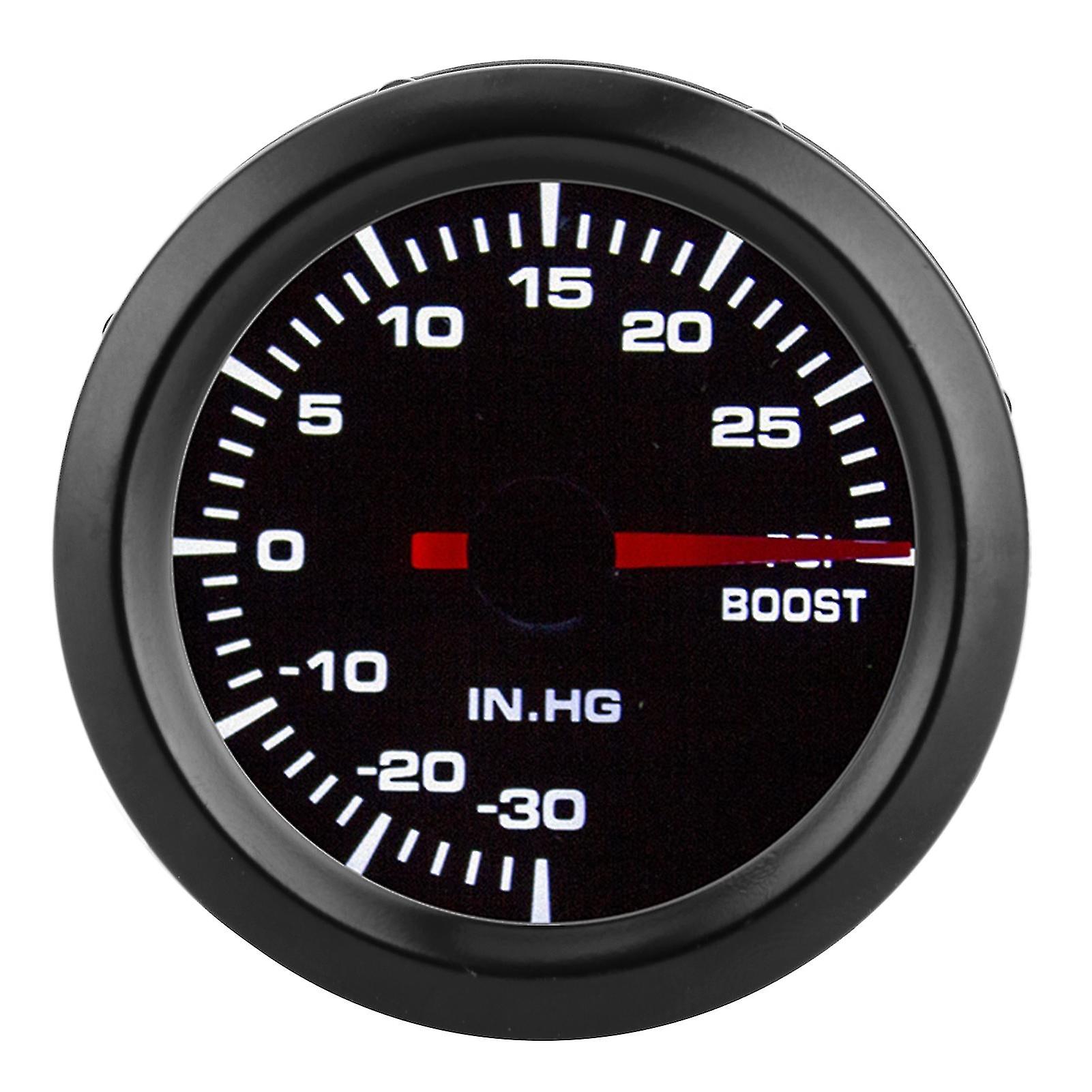 2In 12v Turbo Boost Meter -30-30psi Measuring Range Pressure Gauge White Light Universal