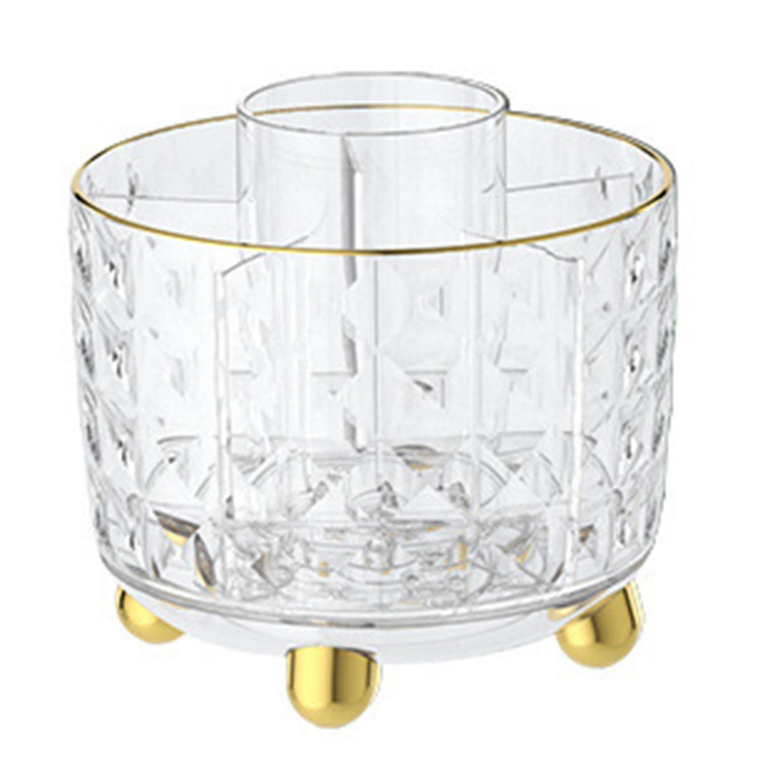 Storage Tube Pencil Holder Desk 360 Degree Rotating Transparent Large Capacity Multi Compartments De