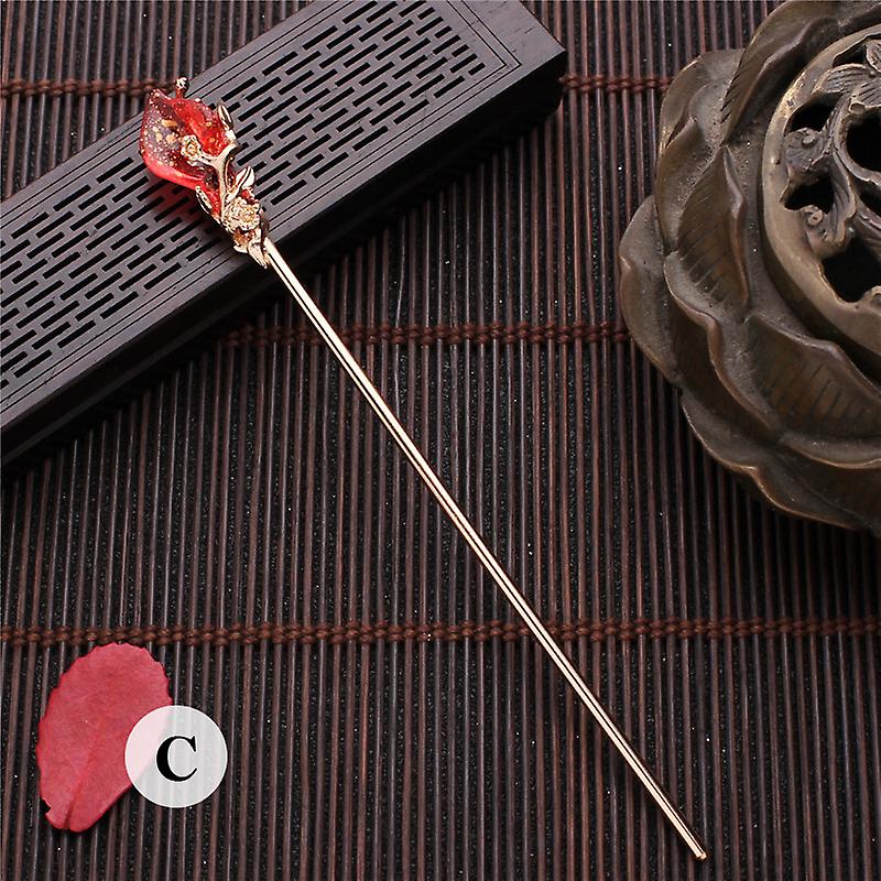 1 pcs וינטאג 'בסגנון סיני מקל שיער נשים זיגוג מתכת שיער מזלג סיכת שיער קליפ