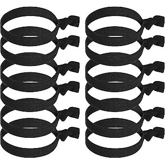 12pcs elastisch haar mannen, 11x1.5cm breed elastiek voor elastische paardenstaart met dik haar krullend haar voor mannen (zwart)