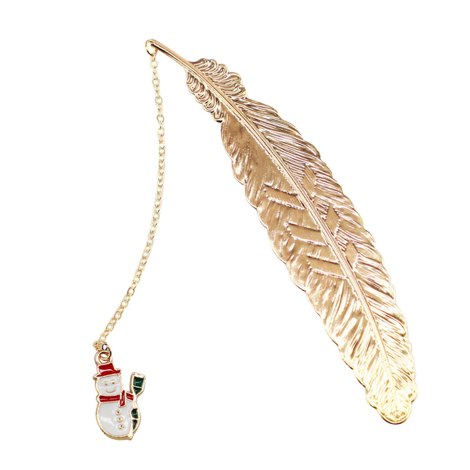 Metal Feather Pendant Bookmark for Christmas Decoration Unique Gift for Kid Students Teachers and
