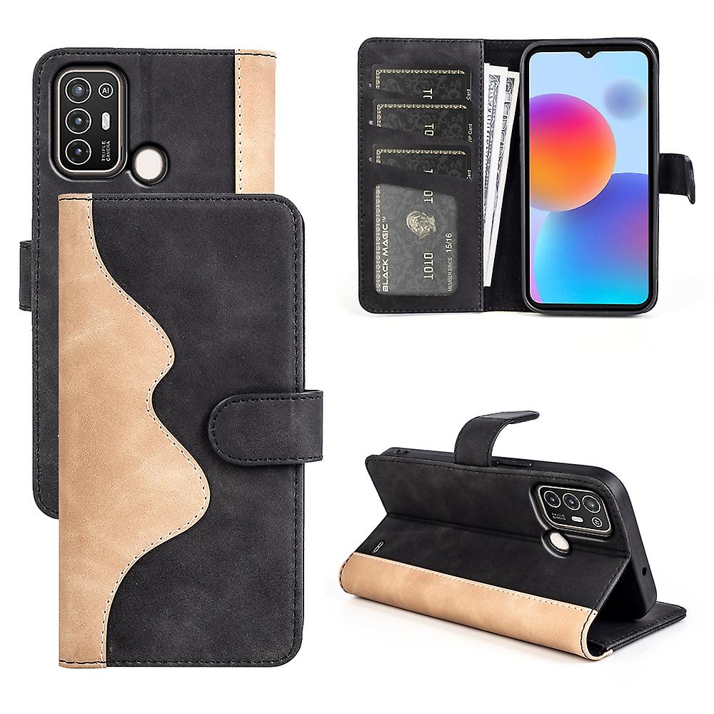 Stitching Leather Flip Phone Case For ZTE Blade A52