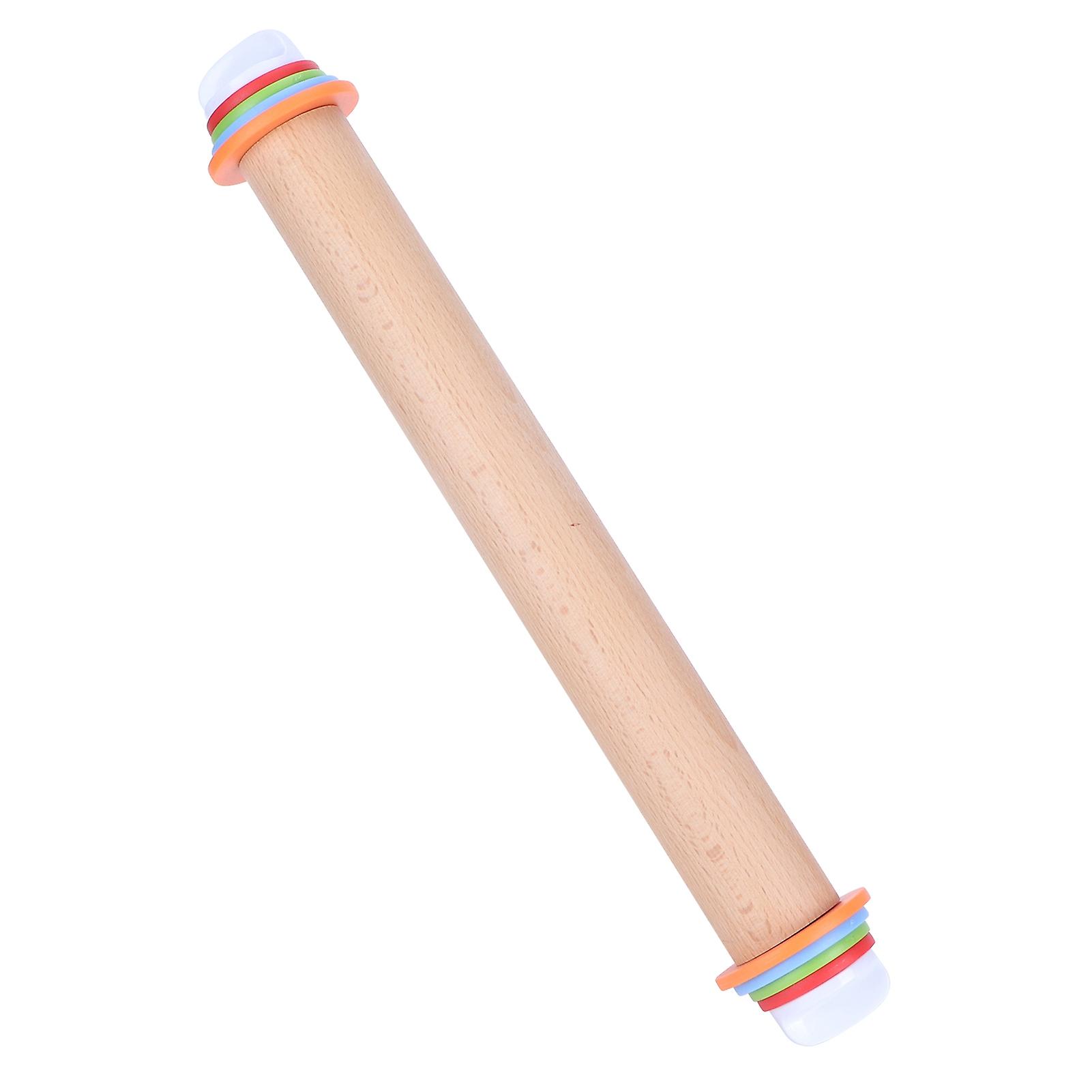Adjustable Beech & PP Rolling Pin 43x6.5cm 573g for Baking