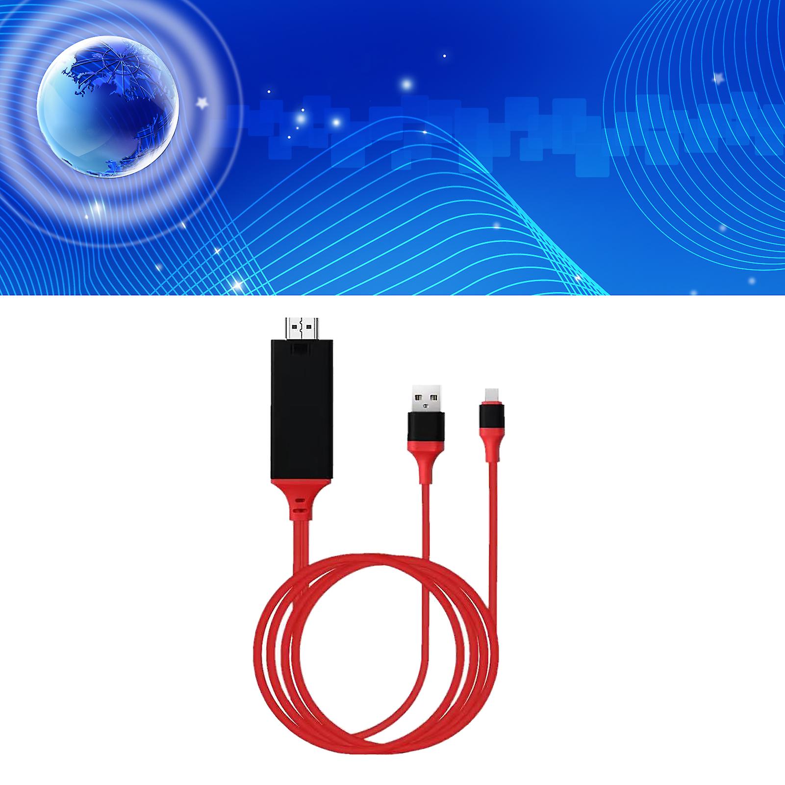 Adapter Cable Type C to High Definition Multimedia Interface Cable Adapter PVC Copper for Phone Laptop Red 