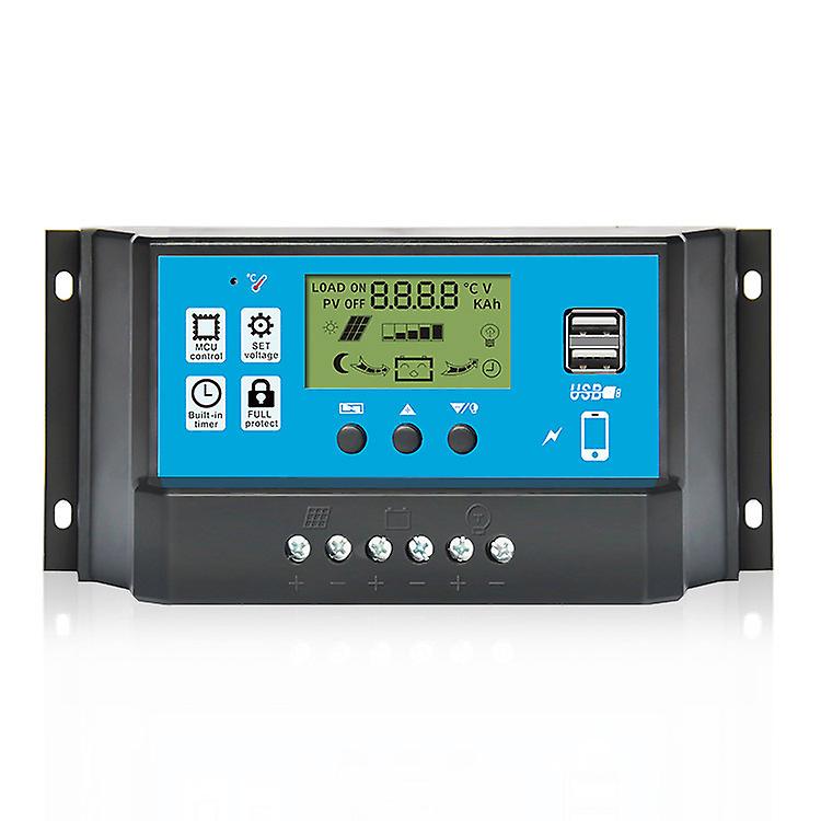 PWM Solar Charge Controller Light Time Control LCD Digital Solar Panel Regulator 12V 24V 60A