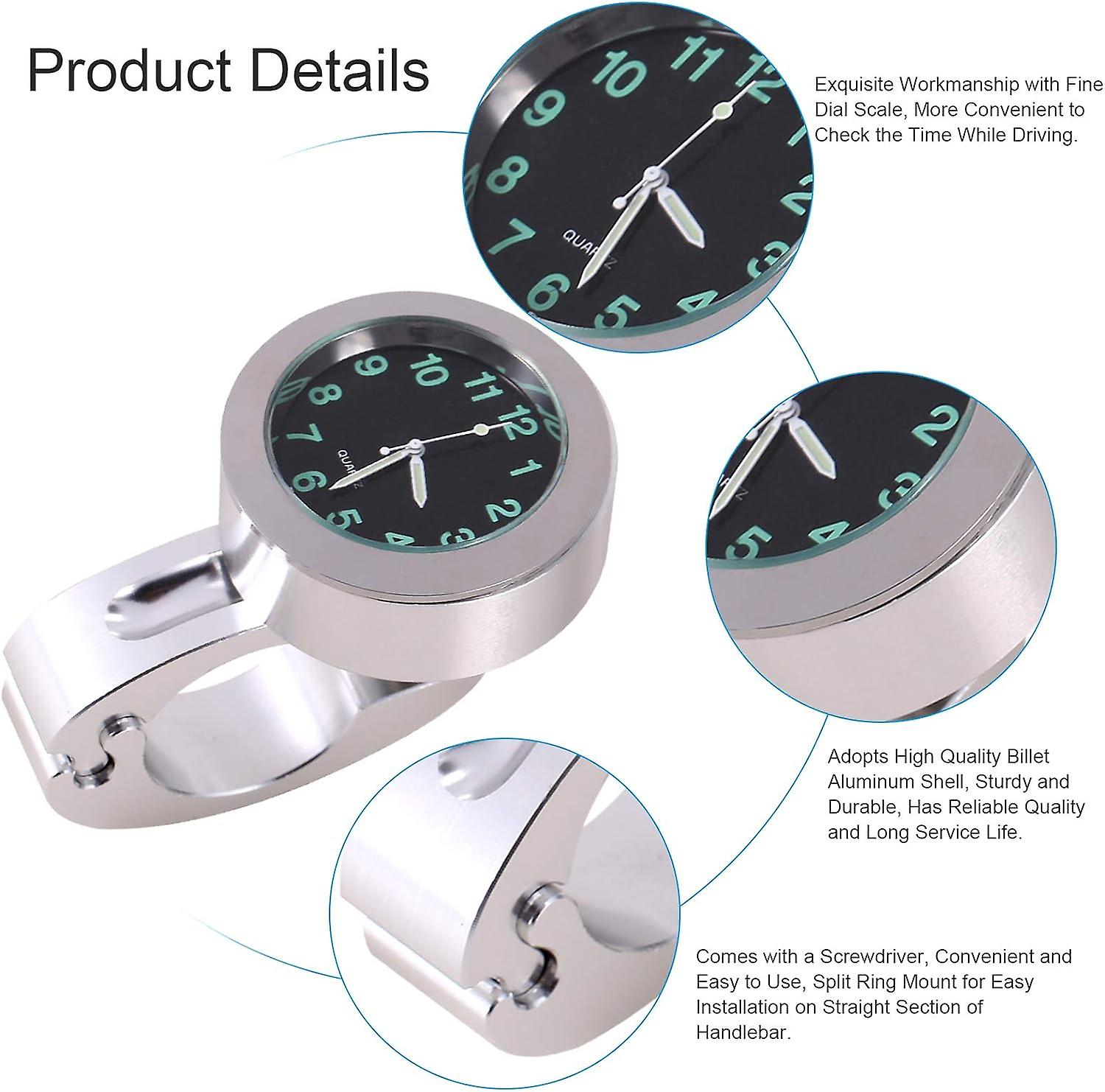 Waterproof Motorcycle Handlebar Mount Clock Cnc Bycicle Handlebar Clock For 7 8 To 1 1 4