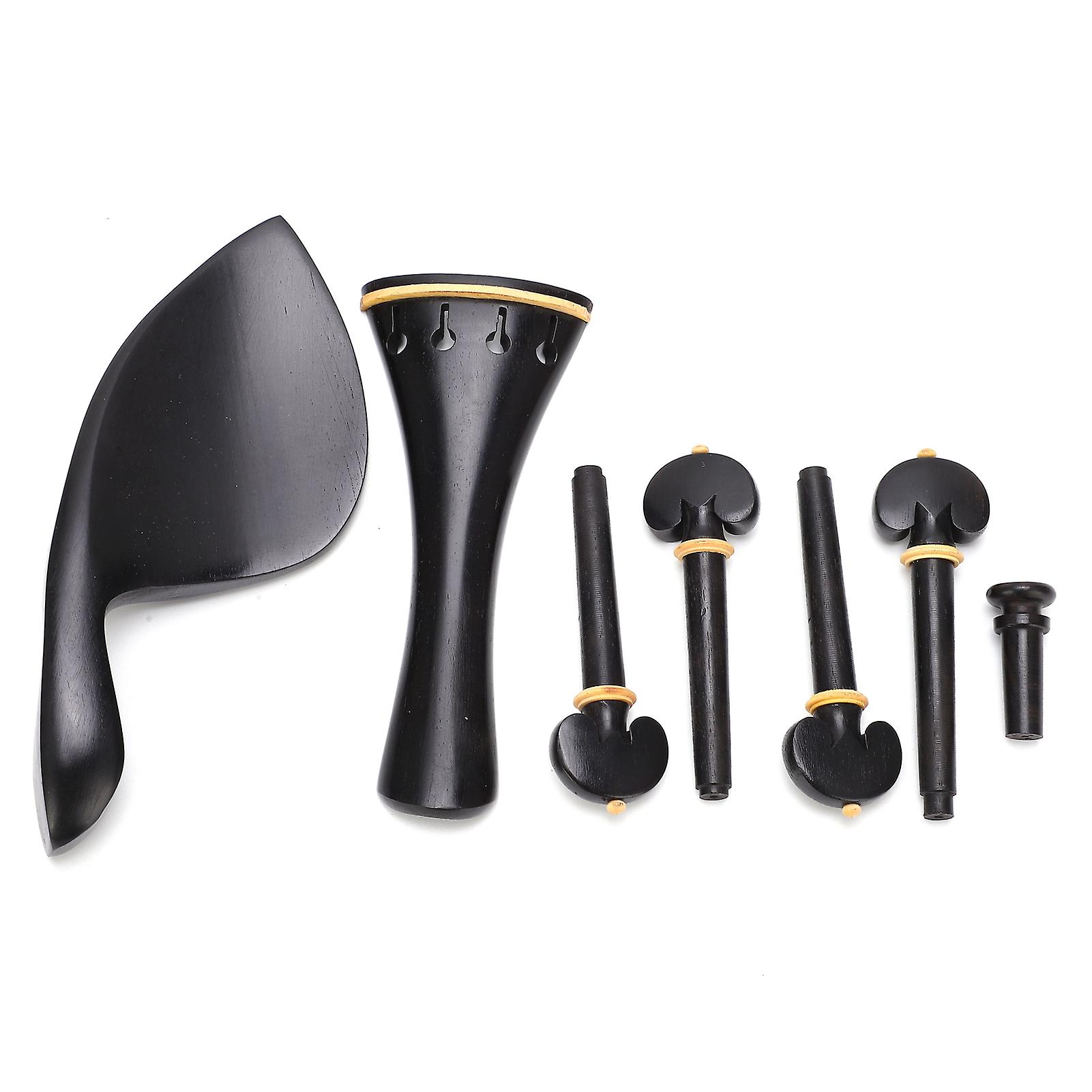 Violin Parts Ebony End Button Tuning Pegs Chin Rest Tailpiece Accessories Replacement for 4/4