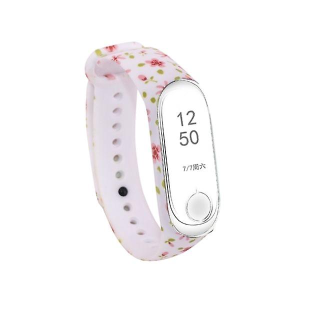 Silicone  watchband flower pattern Compatible with Mi Band 3