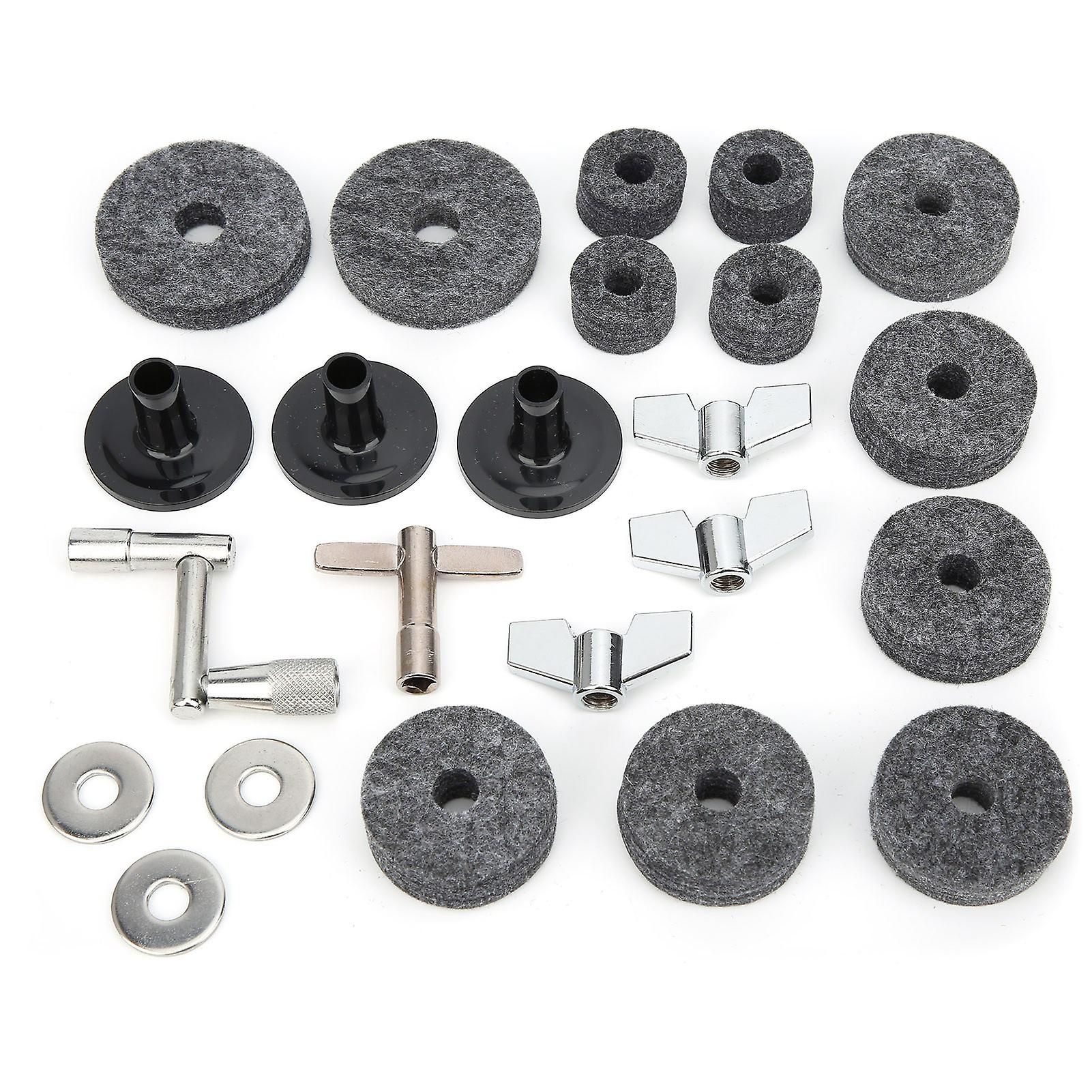 23Pcs Drum Felt Pad Cymbal Kit Non-Slip Percussion Accessories with Base Wing Nuts and Washers Gray Durable