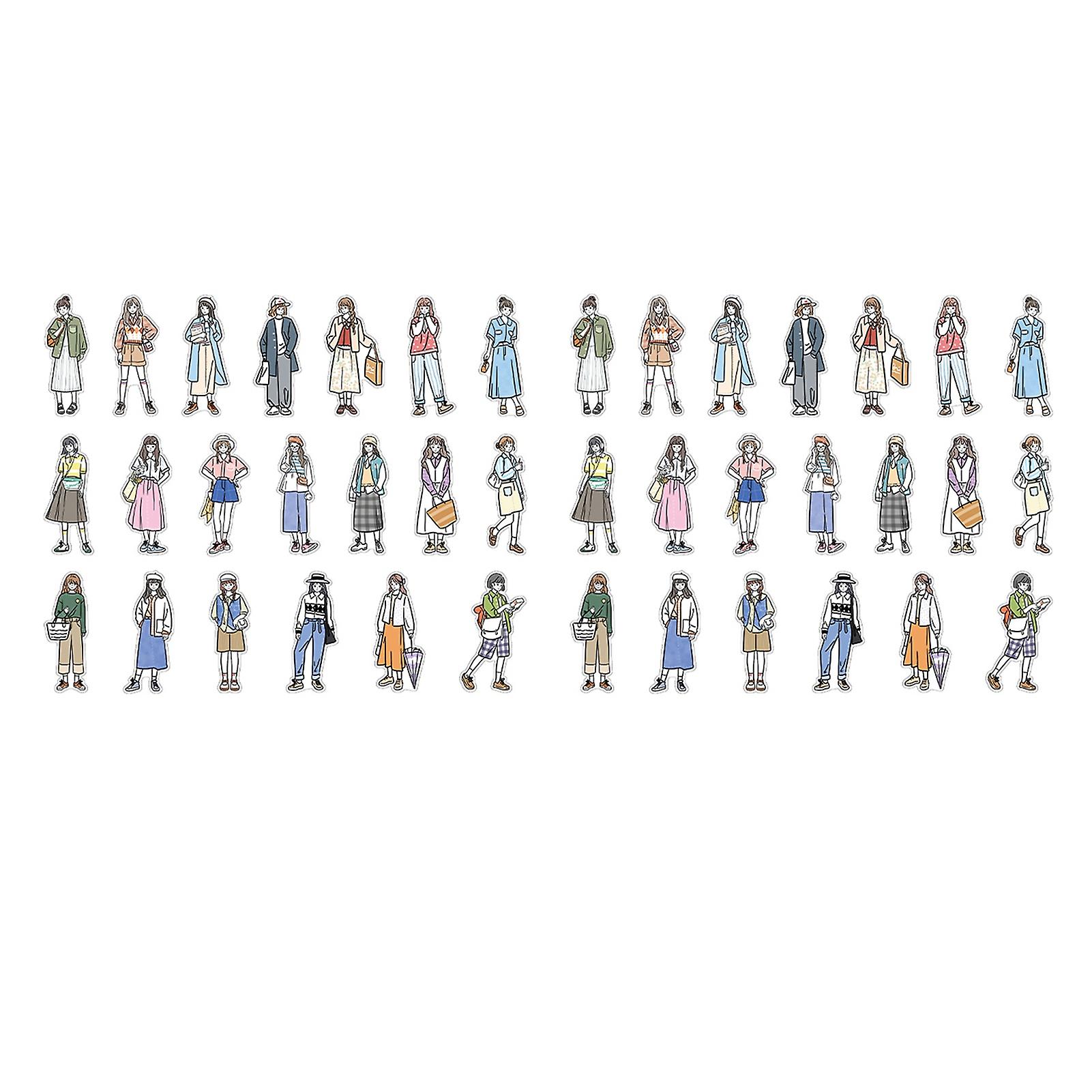 40 Sheets Planner Sticker Exquisite Girl Pattern Multipurpose Crapbooking Sticker for Journal Notebook Diary Type 3