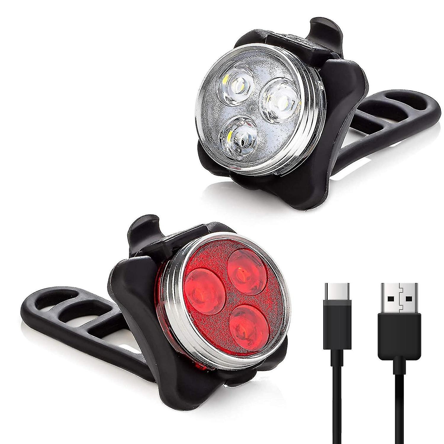 Bicycle Light Set Usb Rechargeable Front And Rear Bicycle Lights, Waterproof, 4 Modes