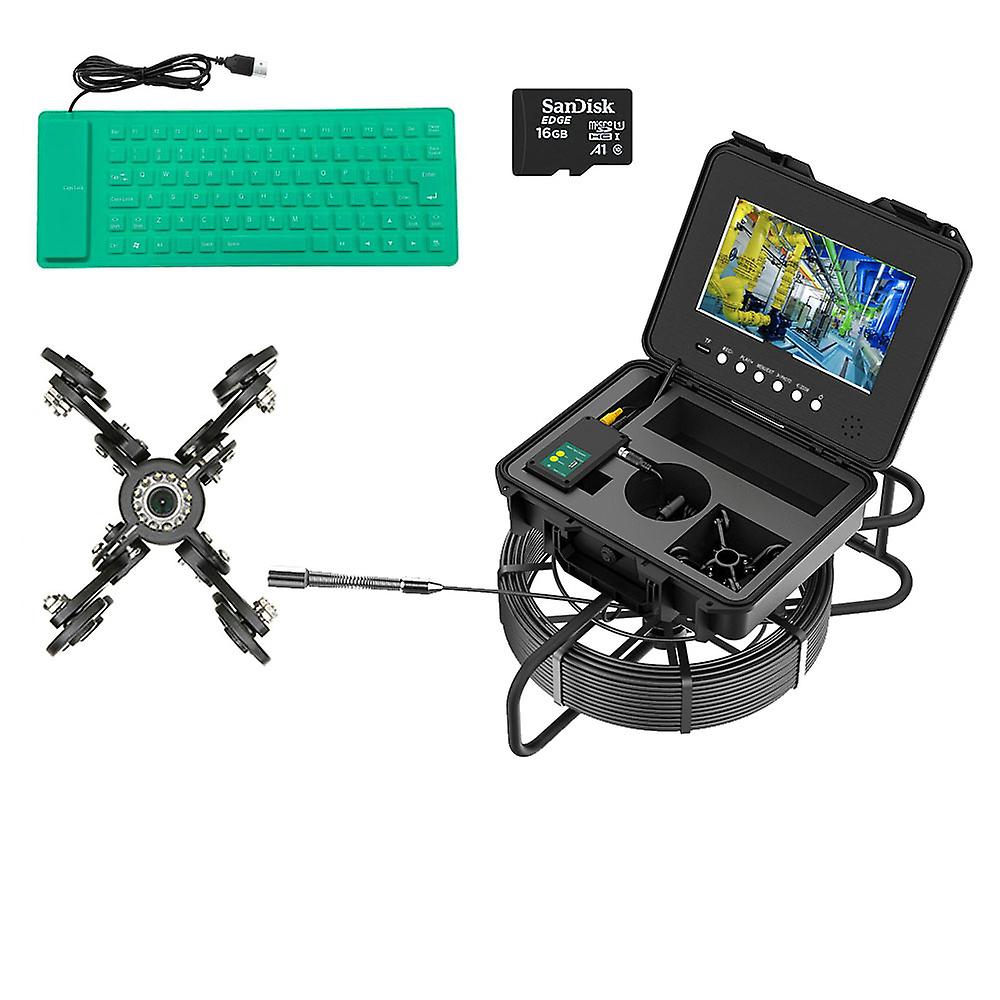 10.1" Pipe Sewer Drain Inspection Camera Endoscope+Meter Counter Keyboard Borescope