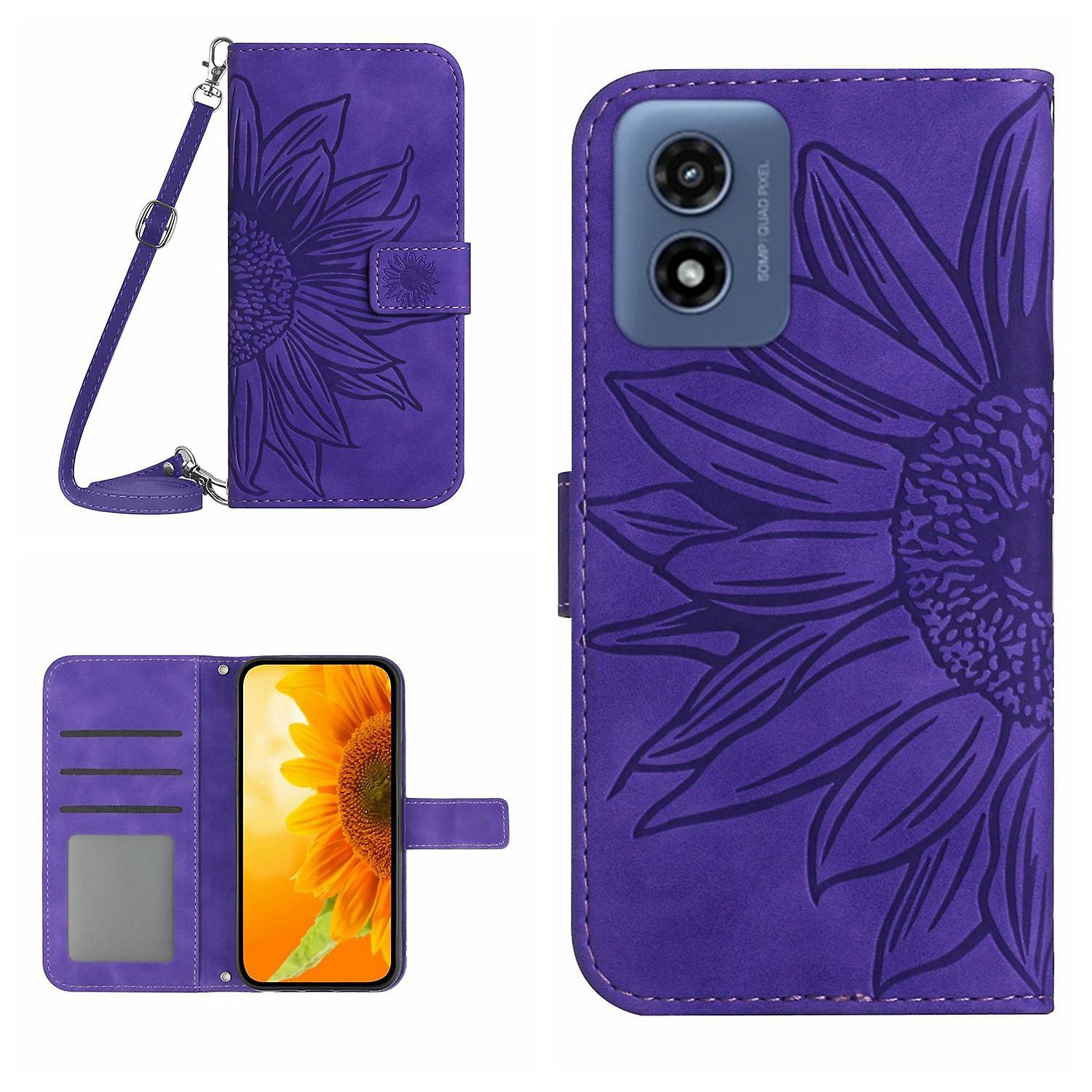 Sun Flower Leather Case For Motorola Moto E14