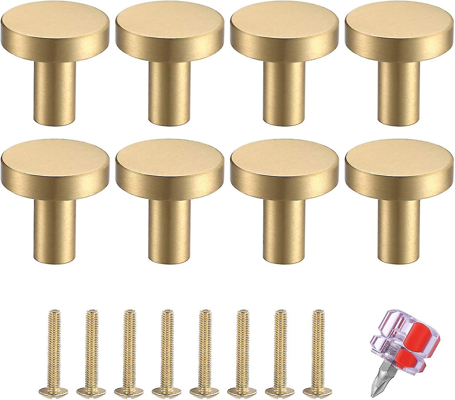 8 Pcs Solid Brass Door Knobs, Round Cabinet Knobs, Single Hole Cupboard Door