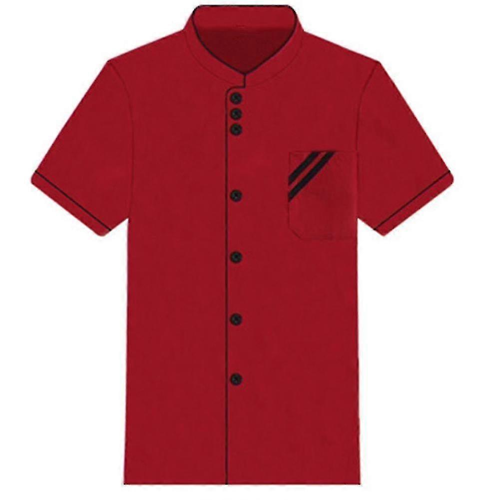 Unisex Kort Långärmad Kockjacka Kappa Hotell Kök Service Uniform Arbetskläder-xdd