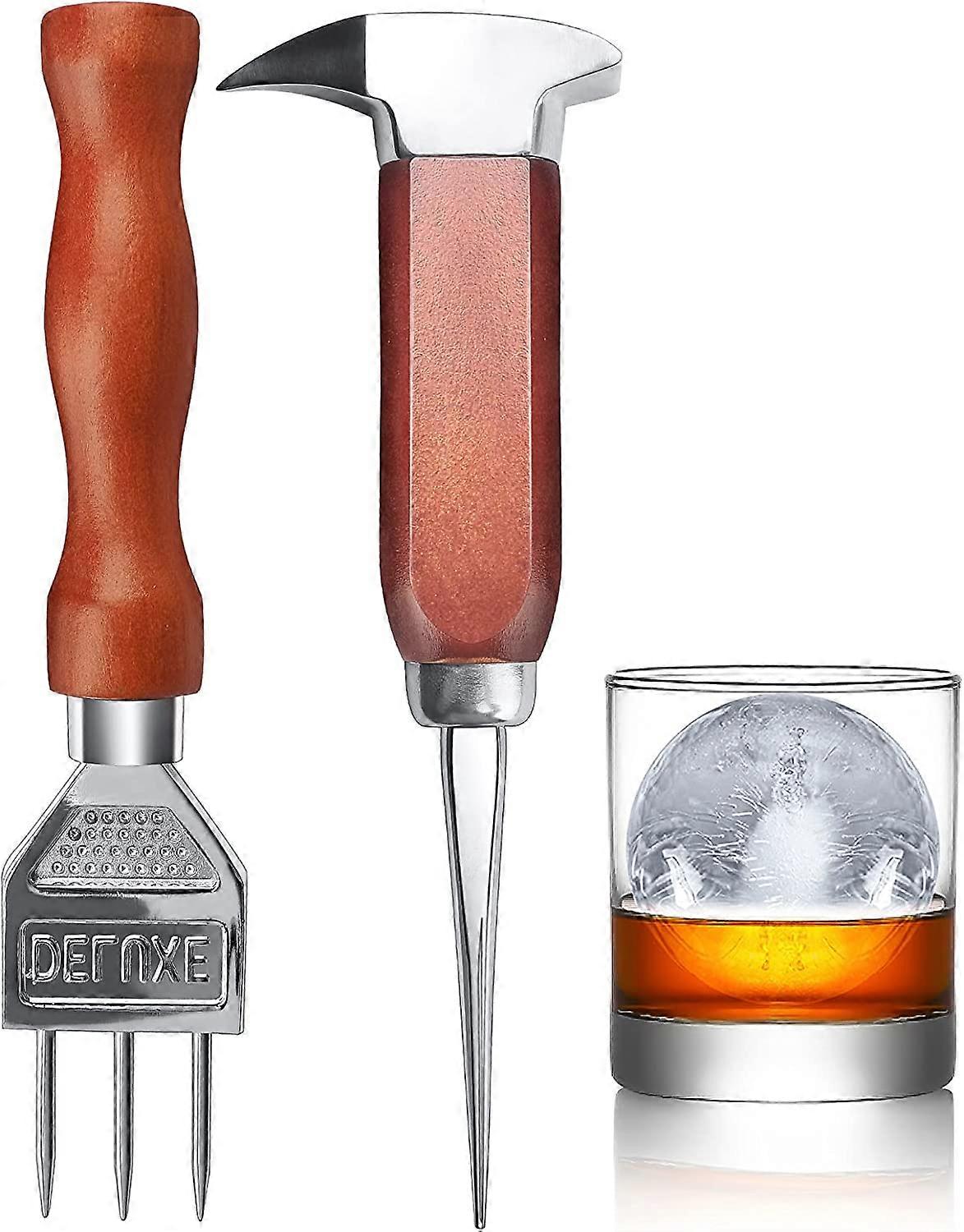 Set of 5-18cm and 17cm Stainless Steel Ice Picks with Wooden Handle, Japanese Style, Ideal for Bars and Home