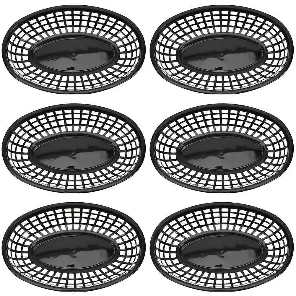 6 Stück ovale Fast-Food-Körbe Diner-Körbe Desktop-Kunststoff-Servierplatten