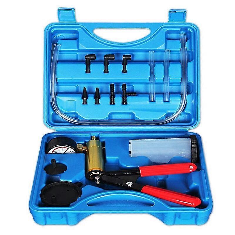 2 In 1 Brake Bleeder Kit Hand Held Vacuum Pump Test Set For Automotive With Sponge Protected Case,Adapters,One-Man Brake And Clu