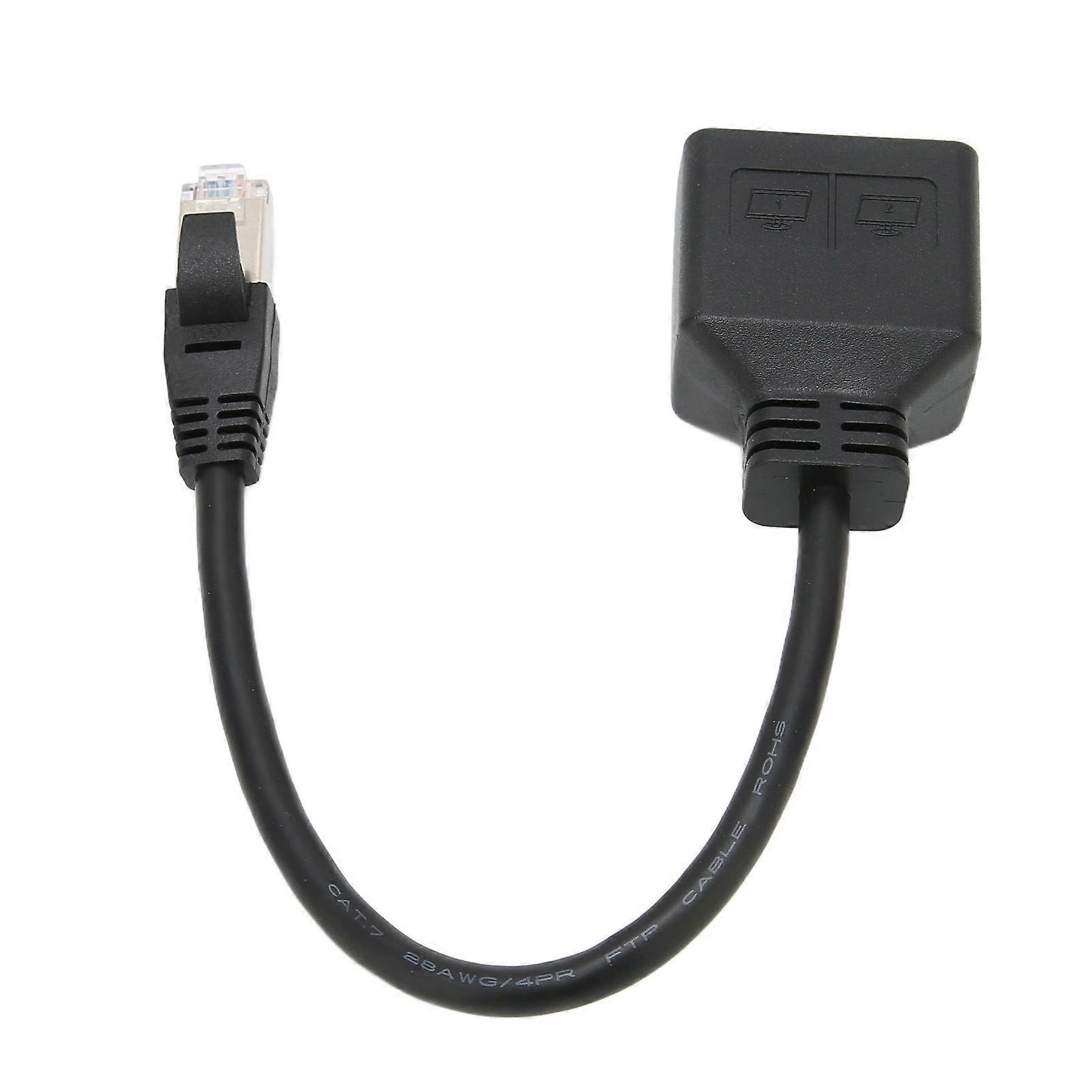 RJ45 Ethernet-adapterkabelförlängning 1 till 2-port Utmärkt anslutningsöverföringssplitteradapter för CAT7-nätverk