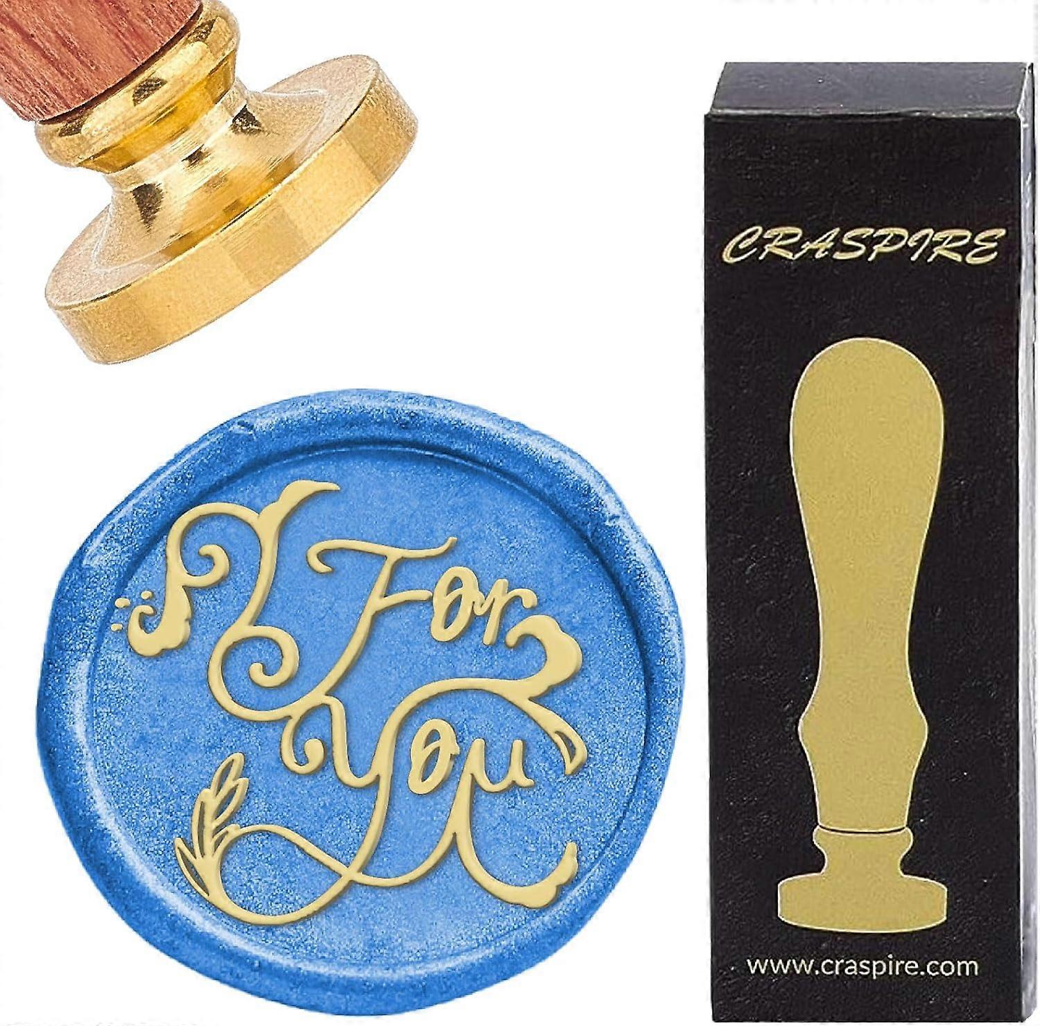 for You Wax Seal Stamp 25mm Vintage Removable Brass Head Wood Handle Sealing Wax Stamp for Wedding Birthday New Year Envelopes Invitations Gift Packin