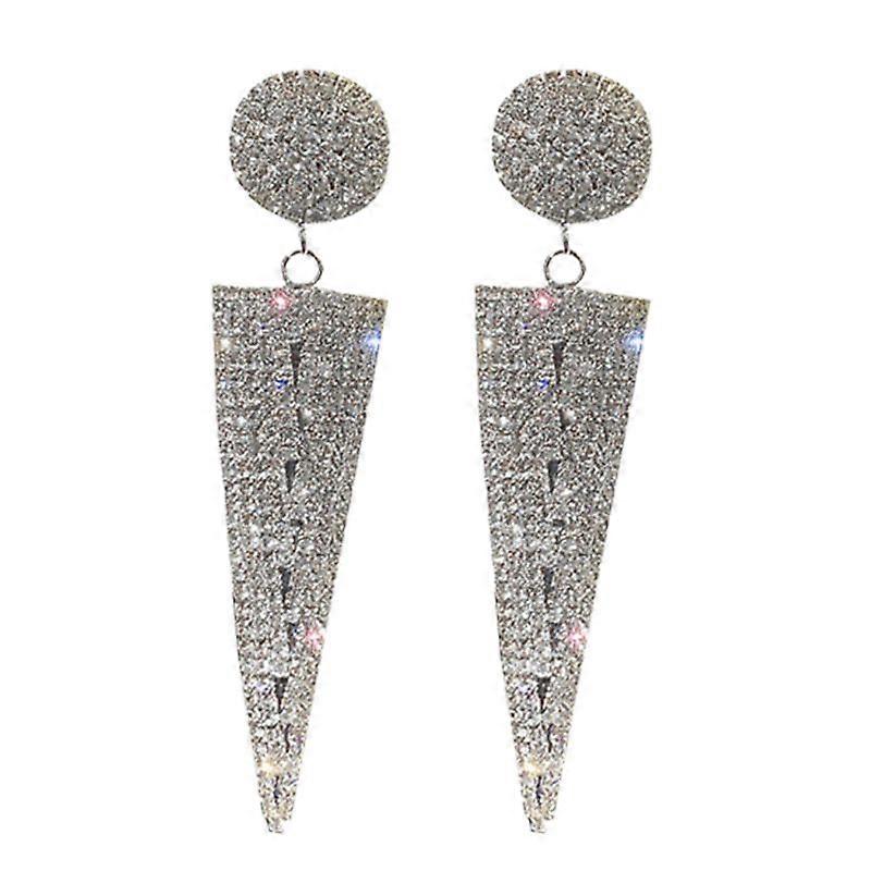 Pendiente brillante de moda Para mujeres Clásica forma de triángulo Stud Pendientes de moda