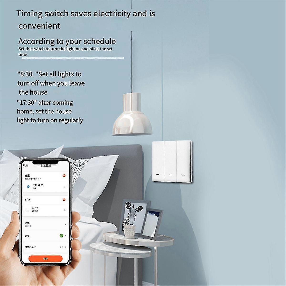 Tuya Smart Switch Wifi and Rf Radio Frequency Smart Switch Zero Fire Line 3 Switch White