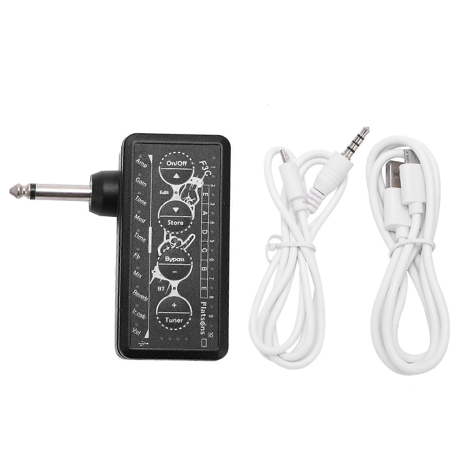 Guitar Headphone Amplifer MultiEffects Mini PlugIn USB Chargable Portable Amp F3C