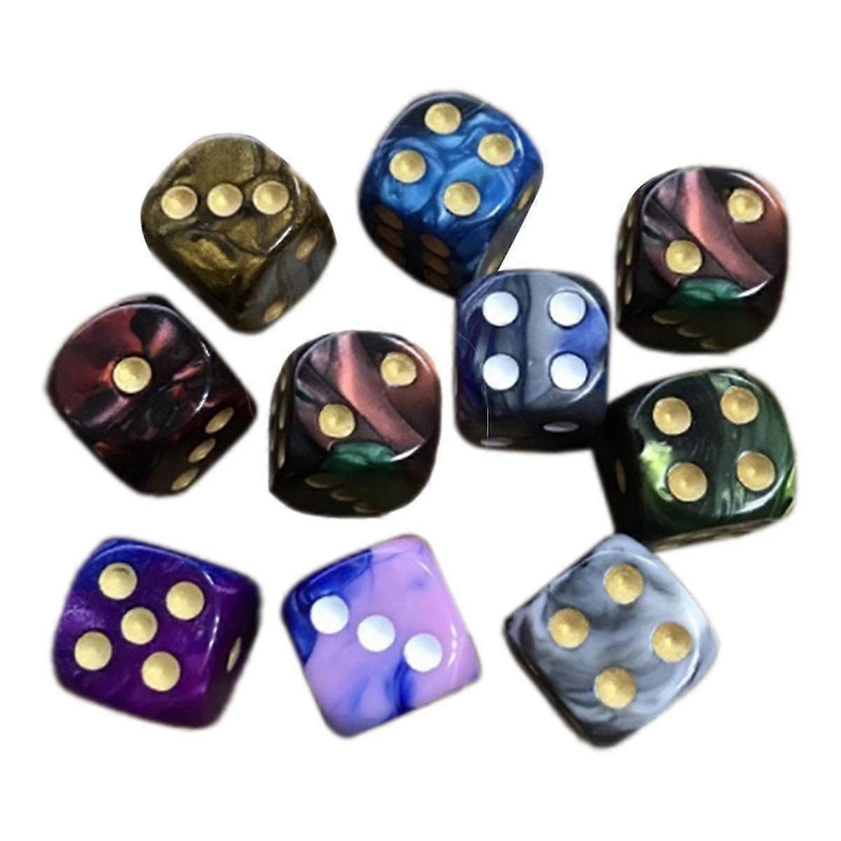 10Pcs Random Color 16MM D6 Dice Set Standard Acrylic Dice for Role Playing Games