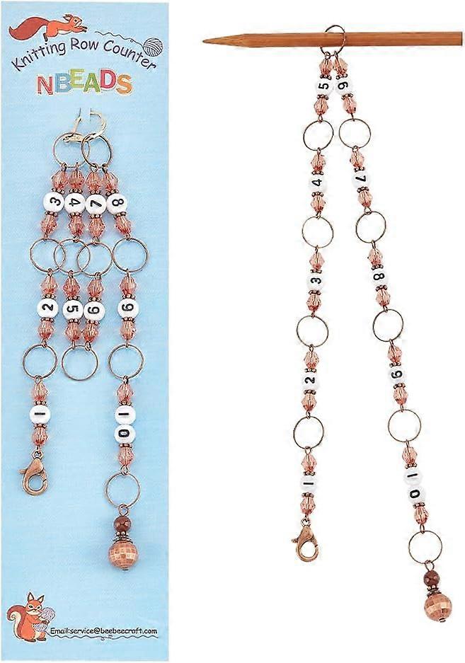 2Pcs Knitting Row Counter Chains Numbers Acrylic Bead Stitch Marker with Zinc Alloy Lobster Claw Clasp