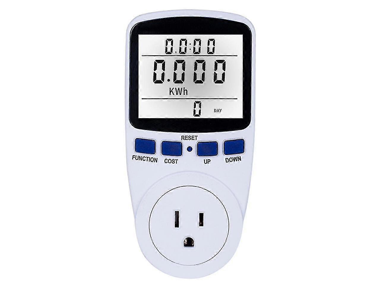 Lcd Display Electricity Usage Power Meter Socket Energy Watt Volt Amps Wattage Kwh Consumption Analyzer Monitor Outlet--with Backlight Ac110v~130v Us