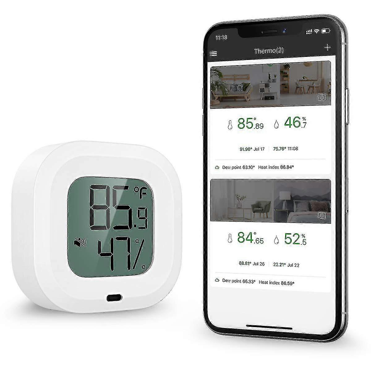 Oria Wireless Thermometer Hygrometer, [upgraded 35m Range] Mini Bluetooth 5.0 Humidity Temperature Sensor