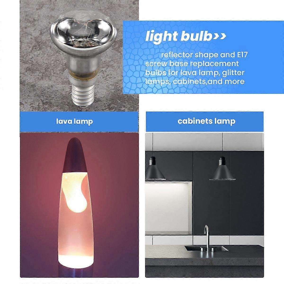 Lampadine Lava E14 R39 30W - 3 Pezzi, Riflettore Trasparente Per Lampade Lava - Foto 8