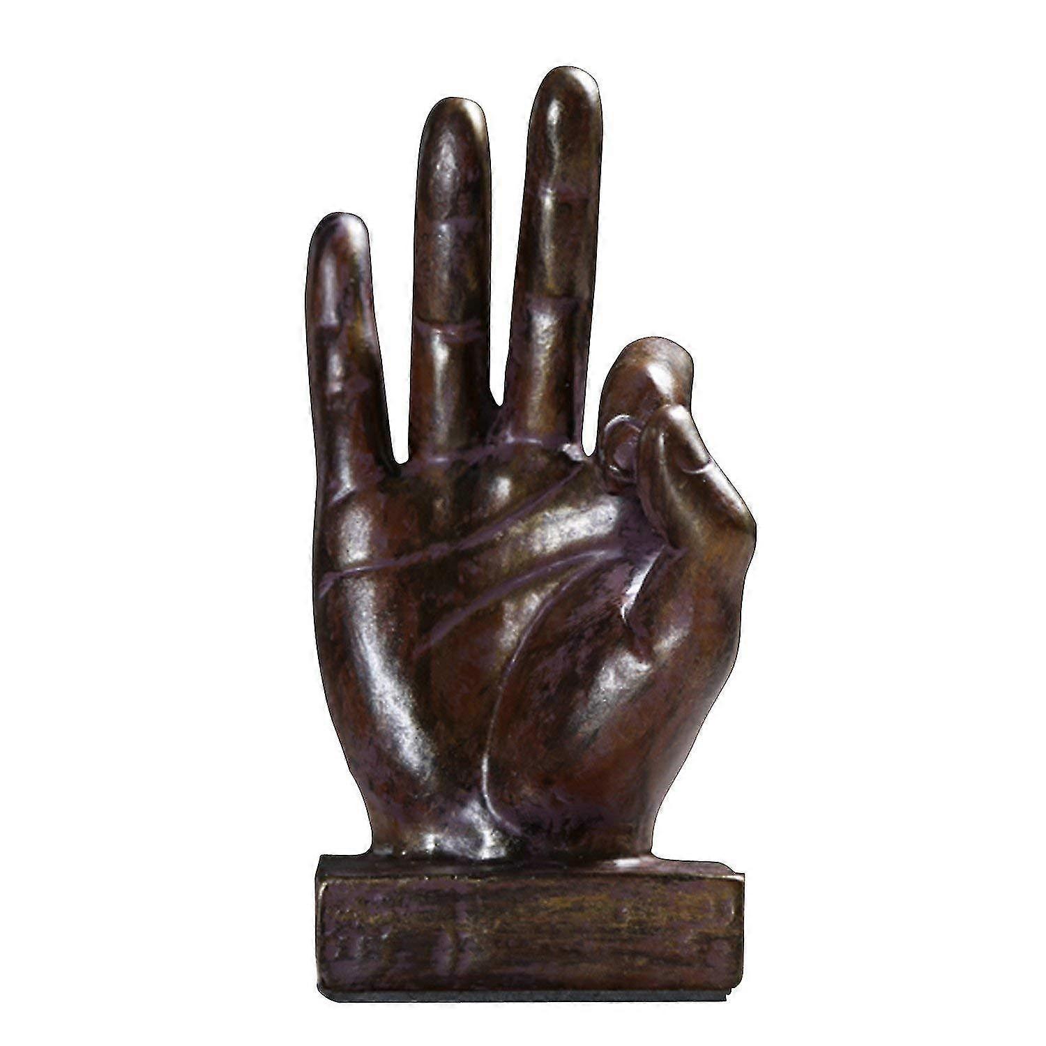 Hand Sculpture Decor Finger Statue Resin Desk Decorations For Home & Office - Brown