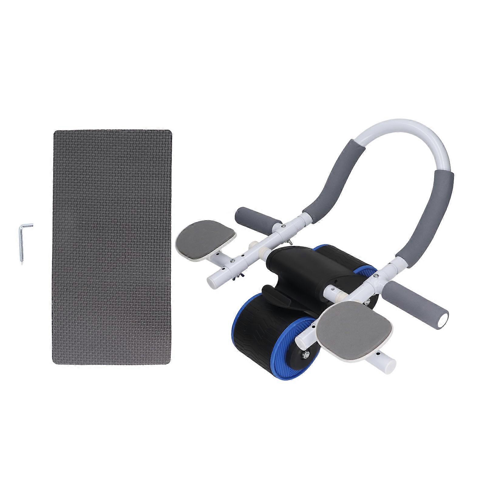 Core Strength Training Roller with Elbow Support Automatic Rebound Adjustable Workout Wheel for Men Women Blue