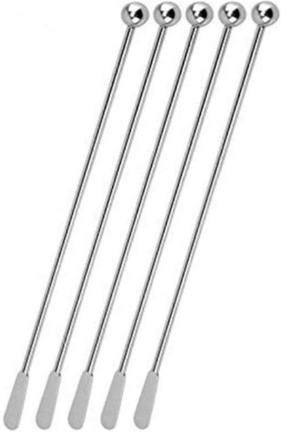 4pcs Stainless Steel Stirrer Stirrer Cocktail Drink Mixer Stick with Small Rectangular Paddle