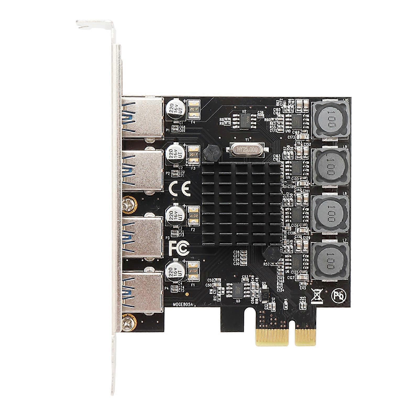 PCI-E to 4x USB3.0 Expansion Card Pcie x1 x4 x8 x16 Adapter No External Power