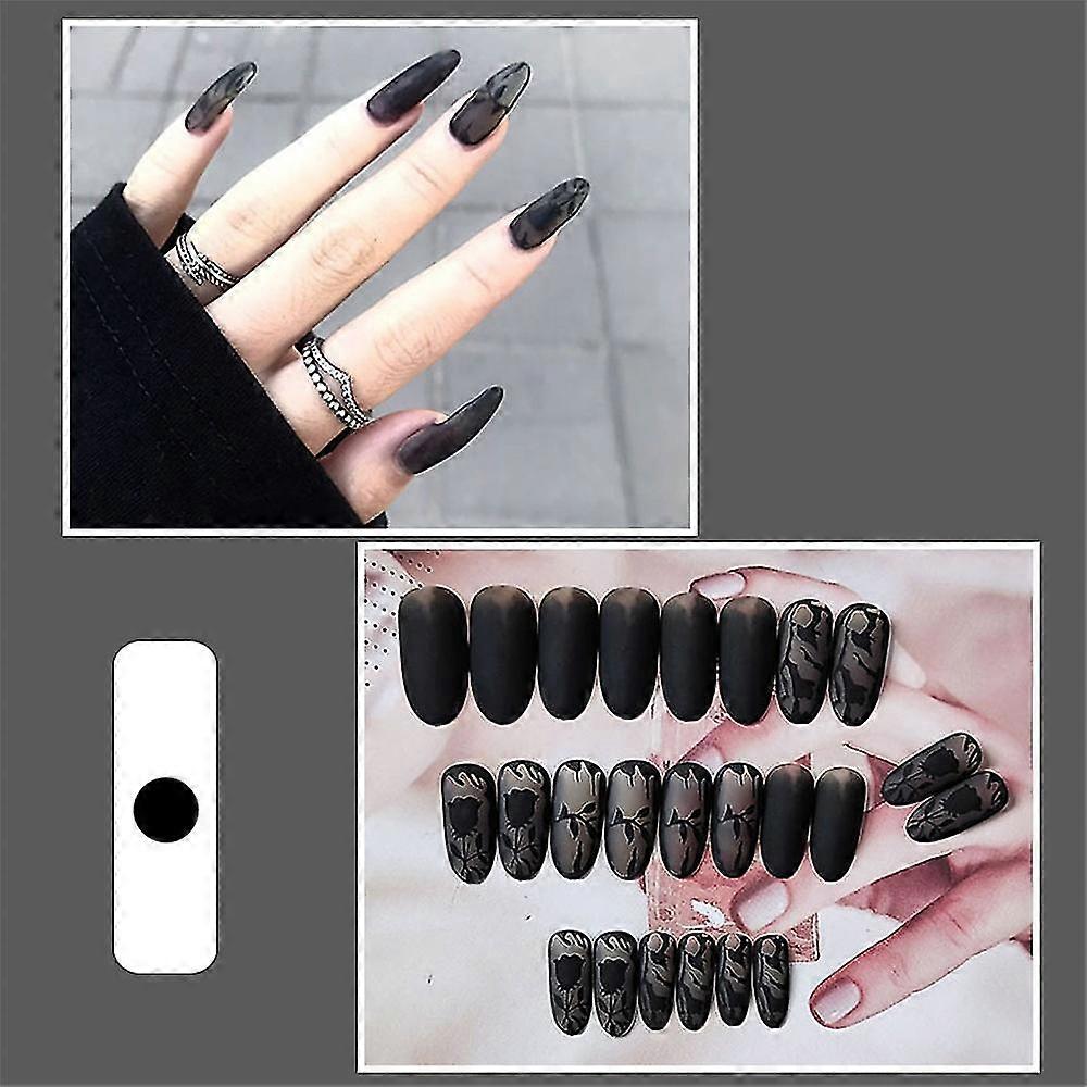 アーマーネットレッド同じダークブラックシリーズクロスボーダー直接供給マットスクラブネイルアートを身に着けているローズフェイクネイルパッチ