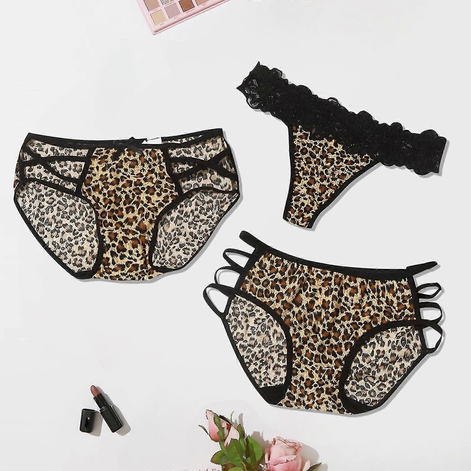 Leopard Print Women Translucent Underwear Sheer Lace Tank Lace Sexy Underpant